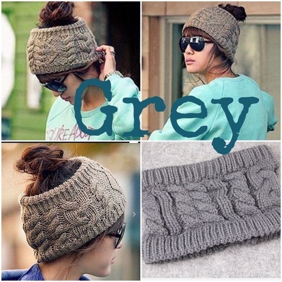 Hand Knit Winter Headband l GREY KNIT WOOL HEADBAND WRAP - Picture 2 of 2